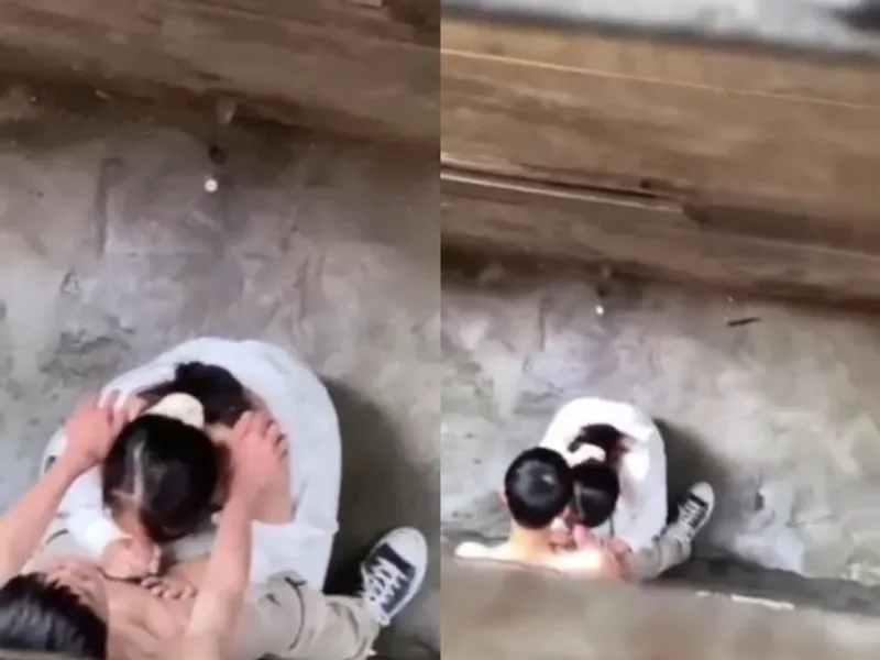 Quay lén nữ sinh mút cò anh yêu ở khe nhà