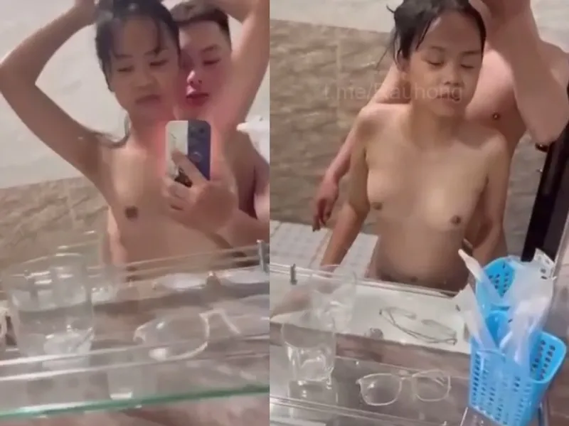 Nhỏ nhắn em cùng anh người yêu đụ trước gương quay kỉ niệm